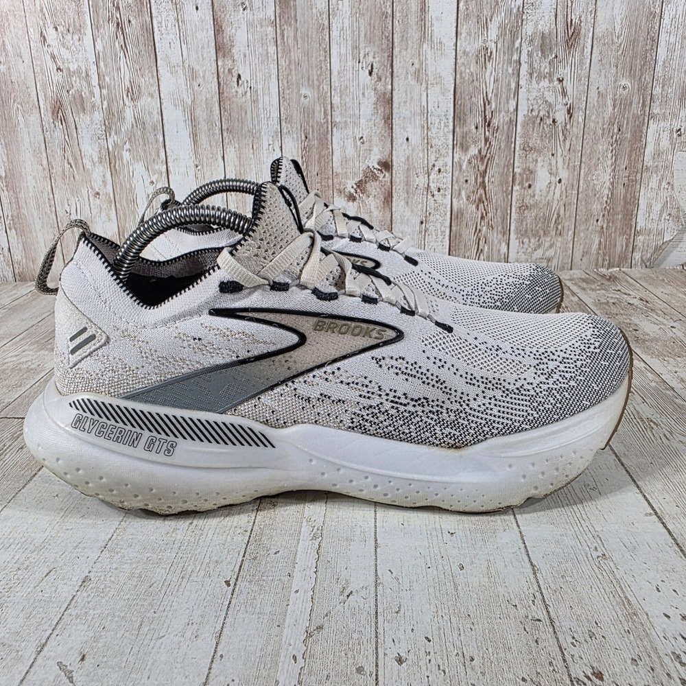 Brooks Glycerin StealthFit GTS 21 Womens Running Shoes White Grey Black 1204091B